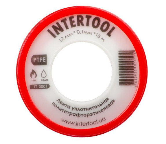Фум-стрічка Intertool 12мм*0,1мм*10м біла IT-0001