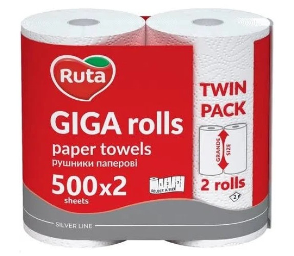 Рушник о/р Ruta Giga Rolls 2 шар 2рул 1000 від