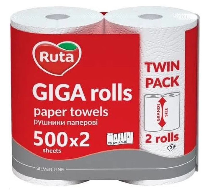 Рушник о/р Ruta Giga Rolls 2 шар 2рул 1000 від