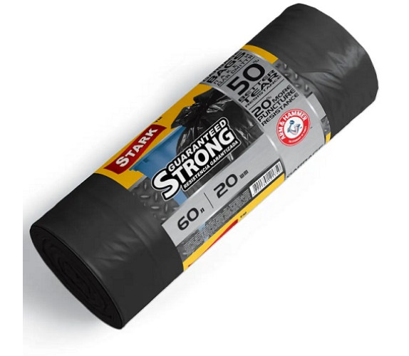 Пакет для сміття Stark Strong 60л 20 шт чорні 5005