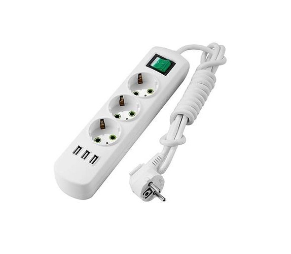 Подовжувач Лезард з USB 721-0303-302U 3м 3 гн з/з Подовжувач Лезард з USB 721-0303-302U 3м 3 гн з/з