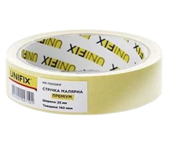 Лента малярная 25мм*20м Unifix желтая MR