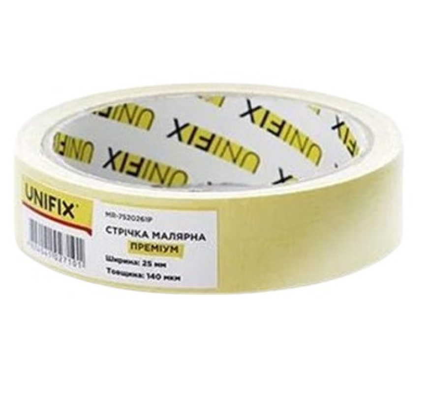 Лента малярная 25мм*20м Unifix желтая MR
