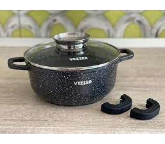 Каструля алюм Vezzer кругла 1,3л VZ8010 чорн марм