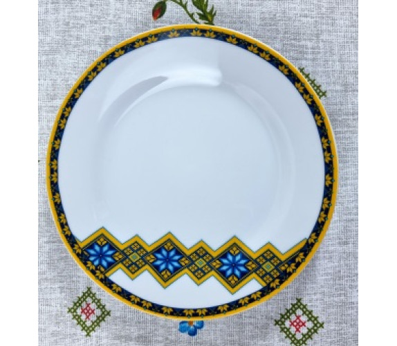 Тарілка СНТ Вишиванка жов-блак мілка №8 30001-006