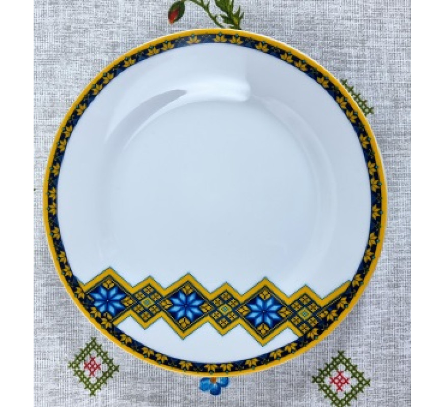 Тарілка СНТ Вишиванка жов-блак мілка №8 30001-006