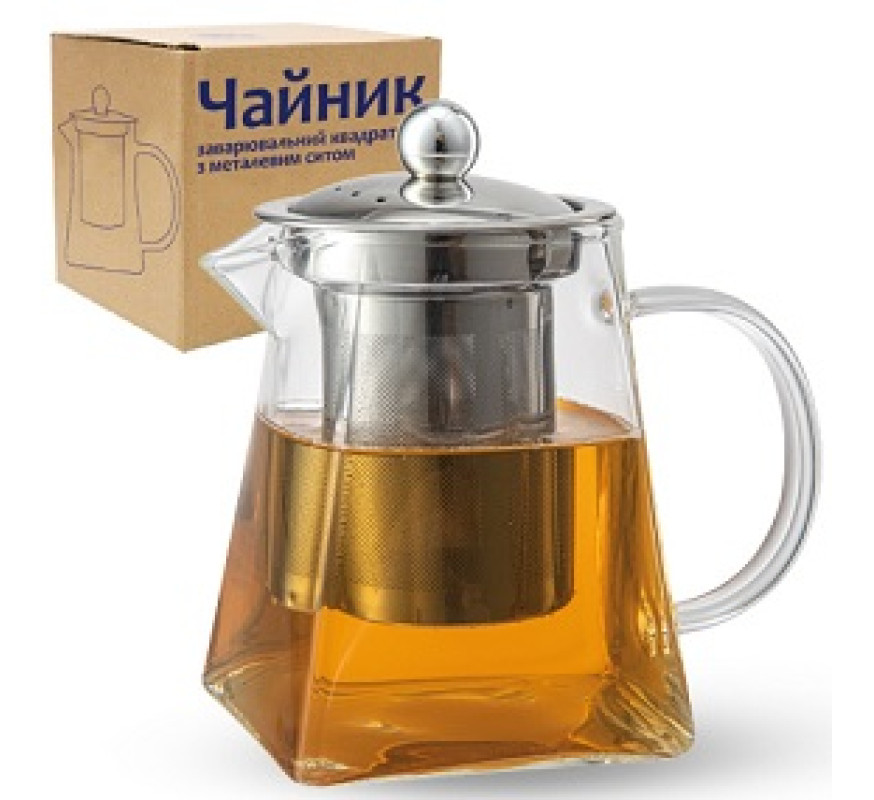 Заварник SNT скло 32239 600мл мет сито квадр