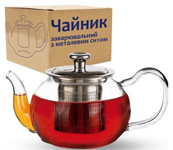 Заварник SNT стекло 32237 580мл мет сито