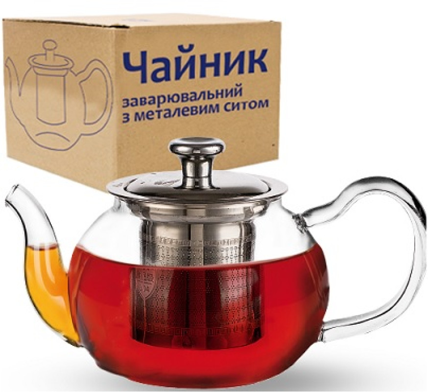 Заварник SNT скло 32237 580мл мет сито