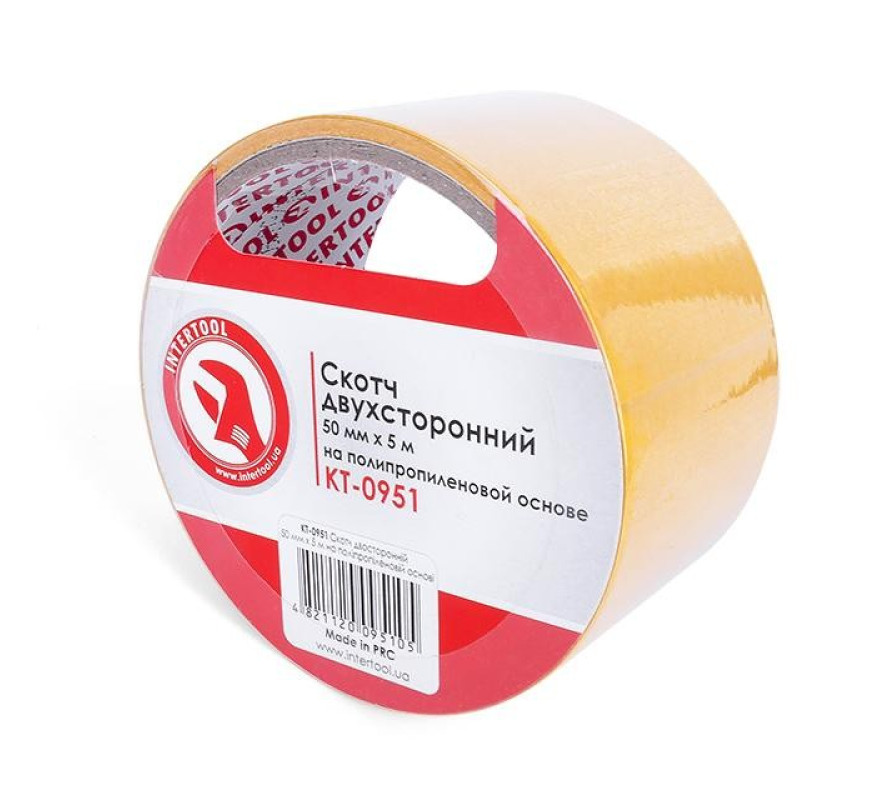 Скотч двостор пропілен 50мм* 5м Intertool KT-0951