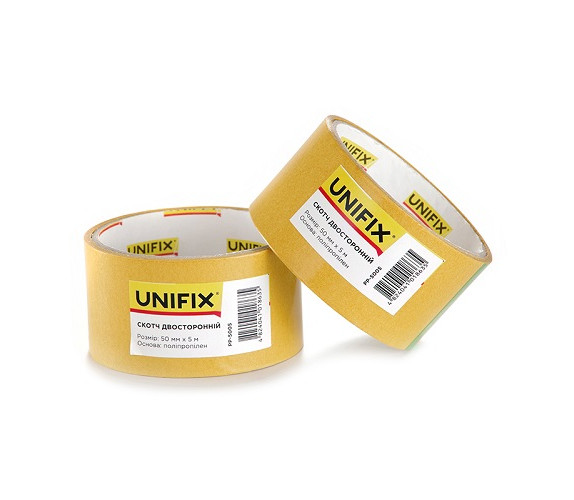 Скотч двостор пропілен 50мм*5м Unifix PP-5005