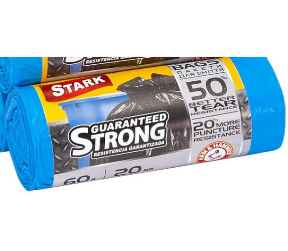 Пакет для сміття Stark Strong 60л 20 шт сині 5004