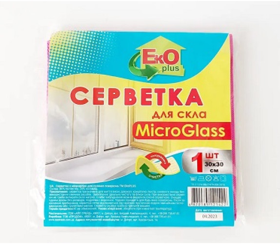 Серветка для скла м/ф Еко плюс 30*30 1 шт