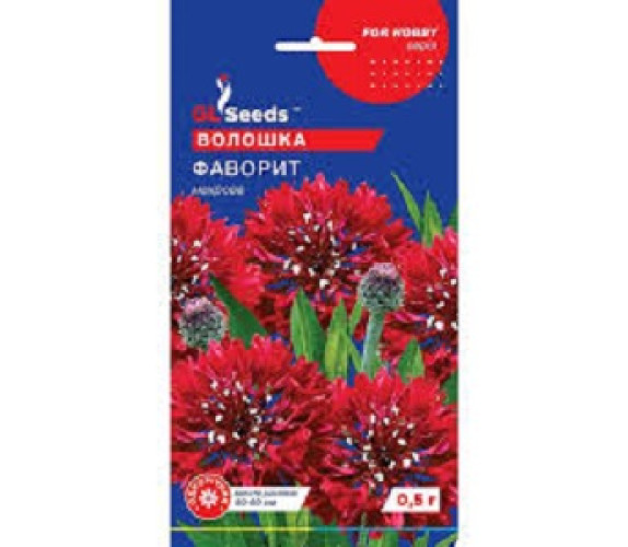 Волошка махрова Фаворит червоний GLSeeds 0.5г Волошка махрова Фаворит червоний GLSeeds 0.5г