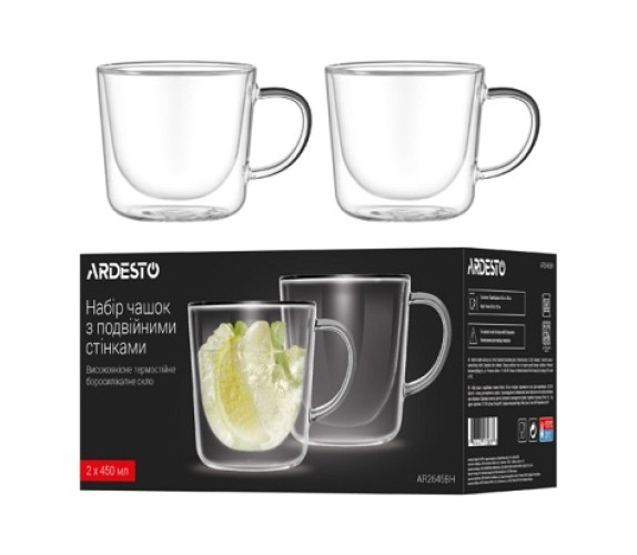 Чашка Ardesto н-р 2*450мл AR2645BH подв скло