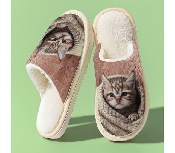 Тапочки Т Котик беж плюш 38 р
