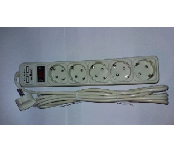 Мережевий фільтр *светоприбор* 3611 5гн+2USB 4.5м Мережевий фільтр *светоприбор* 3611 5гн+2USB 4.5м