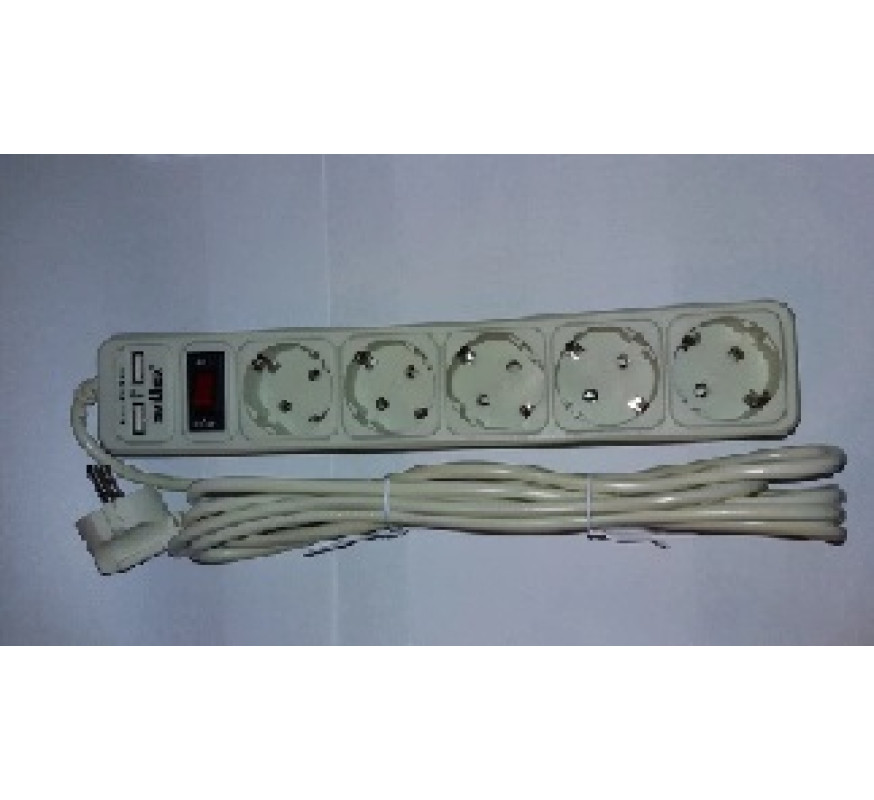 Мережевий фільтр *светоприбор*  3611 5гн+2USB 4.5м