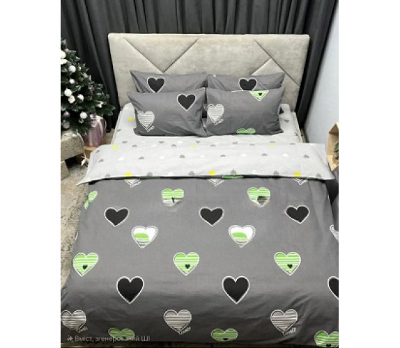 Постіль Pretty 1,5 б/к нав 2*70х70 сердечка на сір