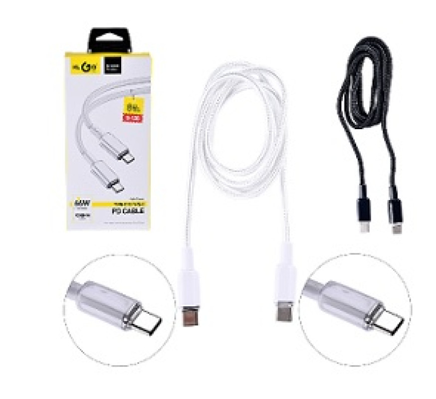 Кабель KLGO Type-C to Type-C PD 66 W 1м