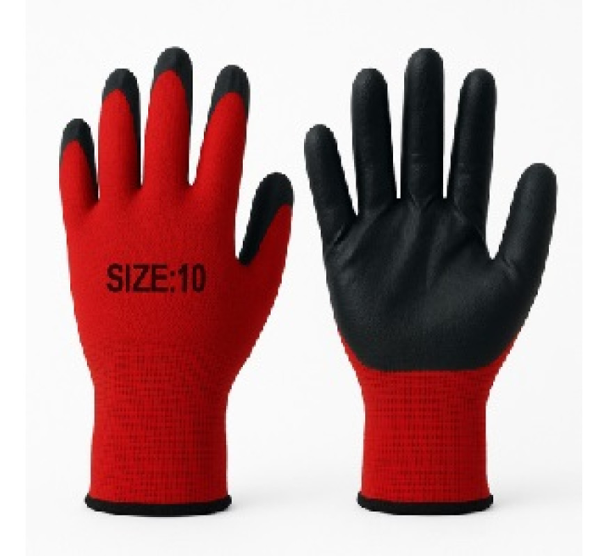 Перчатки рабочие стрейч Size 10 красные