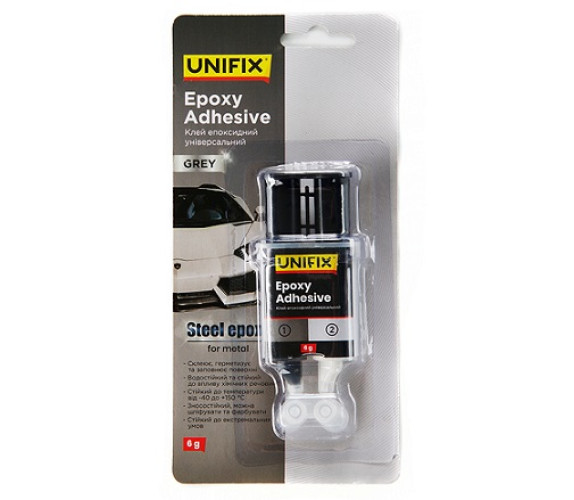 Клей епоксидний Unifix 6г 2шт шприц сірий 940029