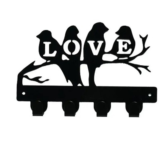 Ключниця метал.4 гач Love чорний 20*13см KZ-20