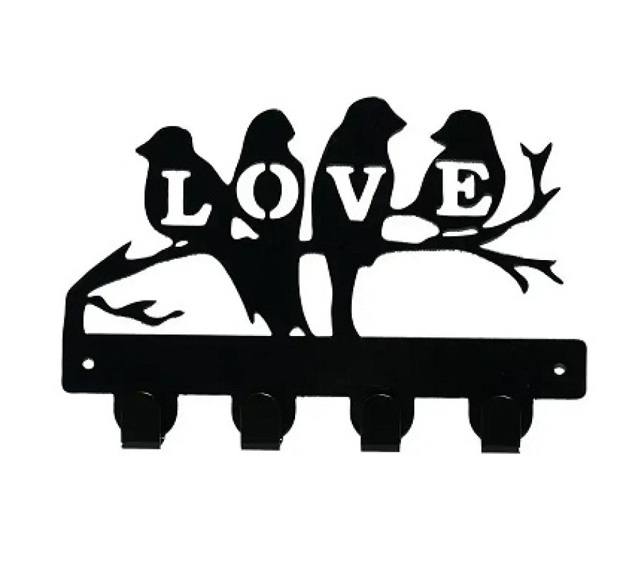 Ключниця метал.4 гач Love чорний 20*13см KZ-20