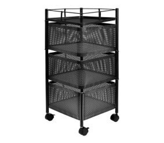 Етажерка мет на колесах Cube R100111-BL чорна 3-яр