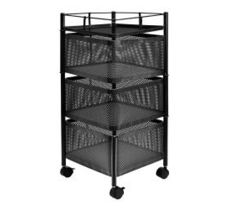 Етажерка мет на колесах Cube R100111-BL чорна 3-яр