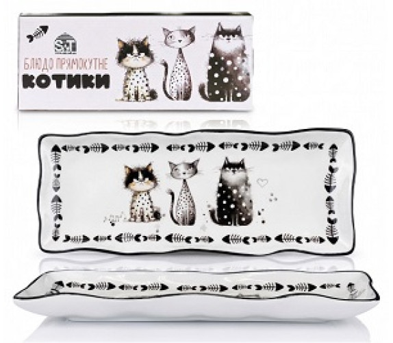 Блюдо SNT Котики прямоугольное 23*13*3см