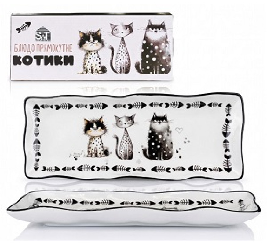 Блюдо SNT Котики прямокутне 23*13*3см 700-22-23