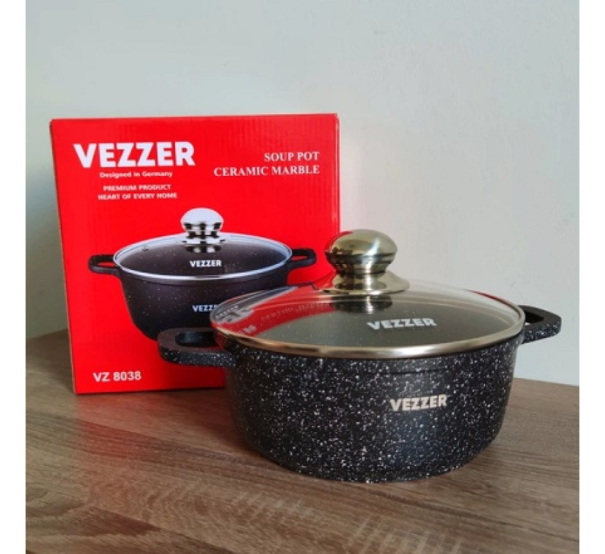 Каструля алюм Vezzer кругла 2,5л VZ8038 чорн марм