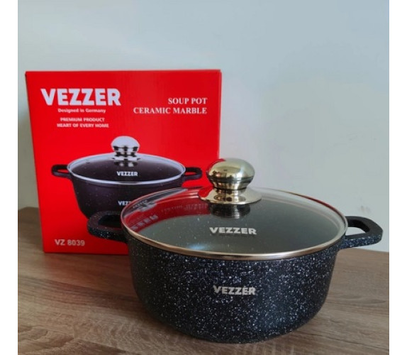 Каструля алюм Vezzer кругла 3,5л  VZ8039 чорн марм