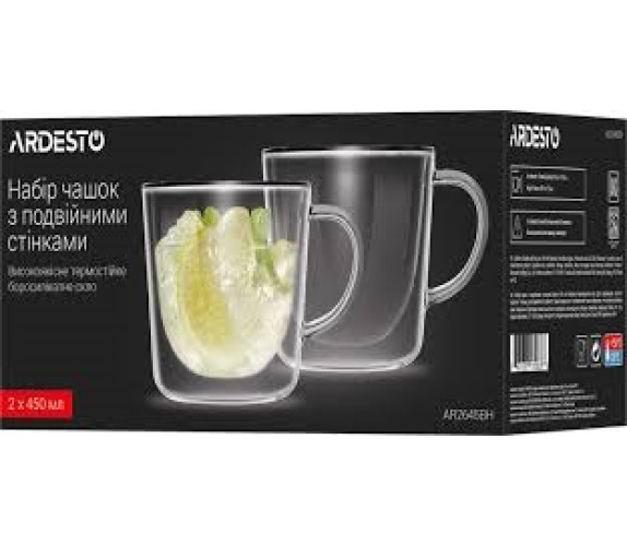 Чашка Ardesto н-р 2*450мл AR2645BH подв скло